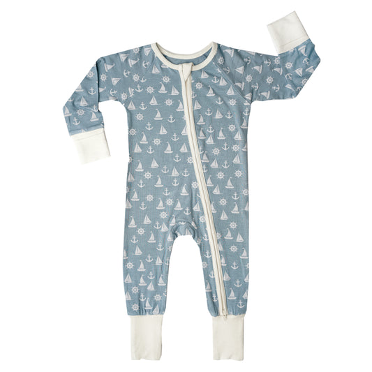 Anchor's Away Nautical Bamboo Convertible Footie